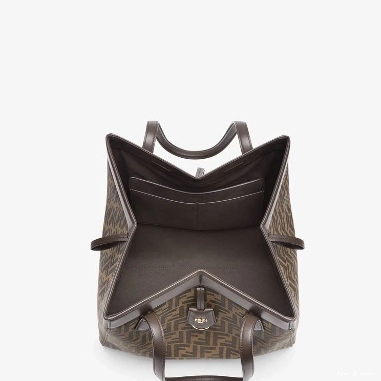 Cheap HOT Fabric Bag Motif Large Brown In Origami Fendi FF 0815